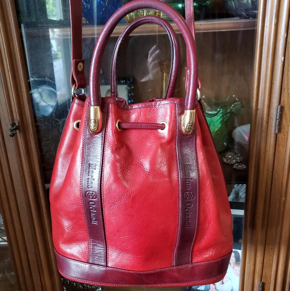 Marino Orlandi Red Drawstring Purse - Picture 10 of 12